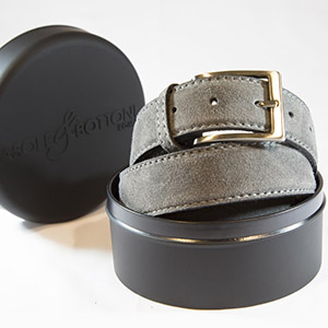 Cintura Marcapunto Suede Gray <br />Genuine Leather